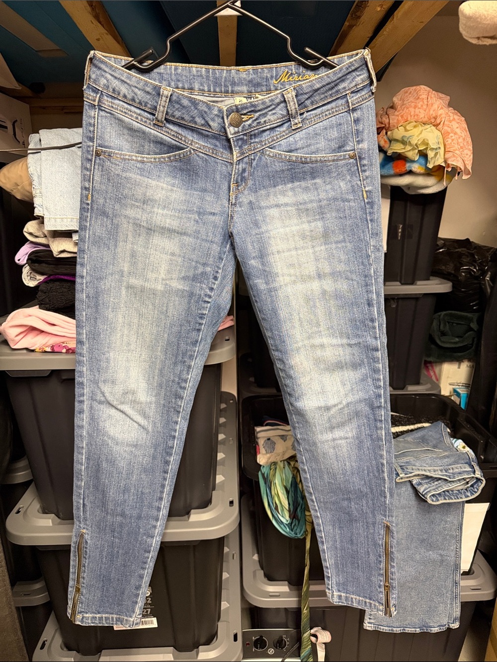 Mango Light Blue Slim Ankle Jeans with Side Zips